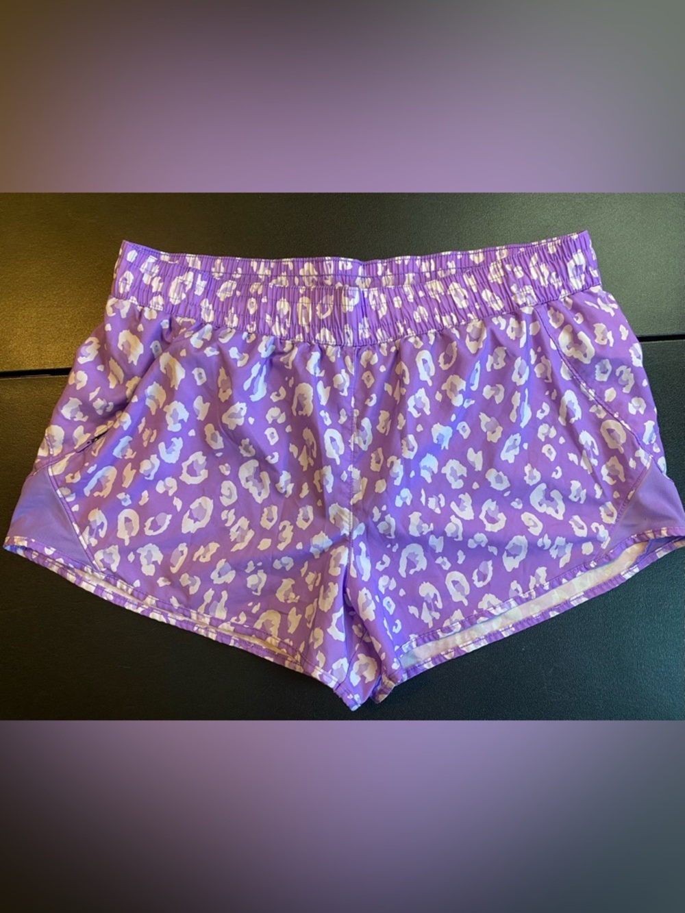all in motion Purple Leopard-Pattern Athletic Shorts
